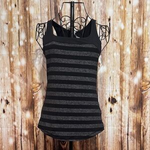 Lululemon Athletica Charcoal and Black Striped Tank Top